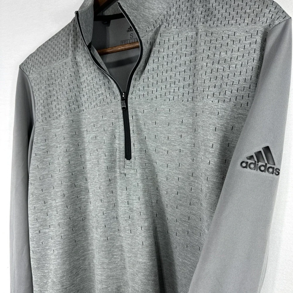 Adidas 1/4 Zip‎ Shirt Men's Small Gray Long Sleeve Performance Soccer Running